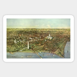 Antique Map with a Panoramic View of Washington DC Sticker